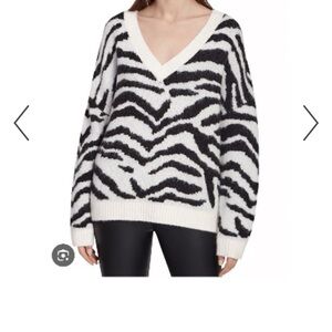 Reiss Women's Zebra Print V-Neck Sweater